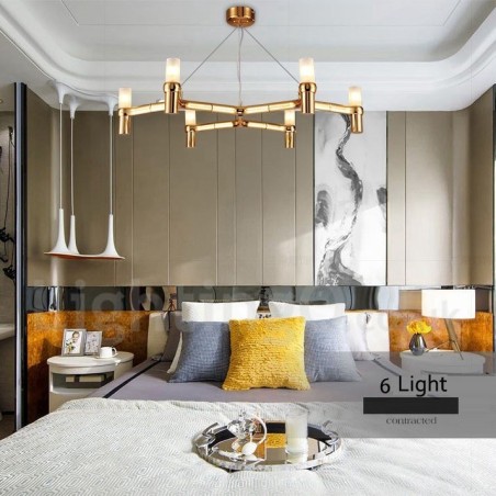 6 ľahkých jednovrstvových moderných moderných lustrových svietidiel