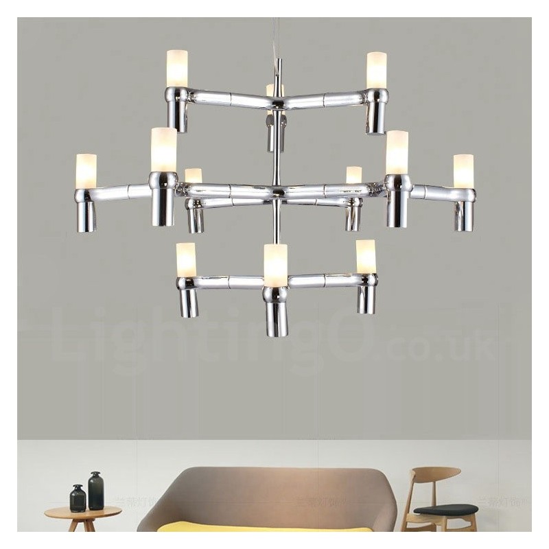 12 Ľahká 3-vrstvová moderná súčasná lustrová lampa Svetlo