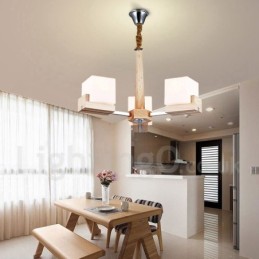 Drevená moderná súčasná 3 ľahká jednoposchodová lusterová lampa