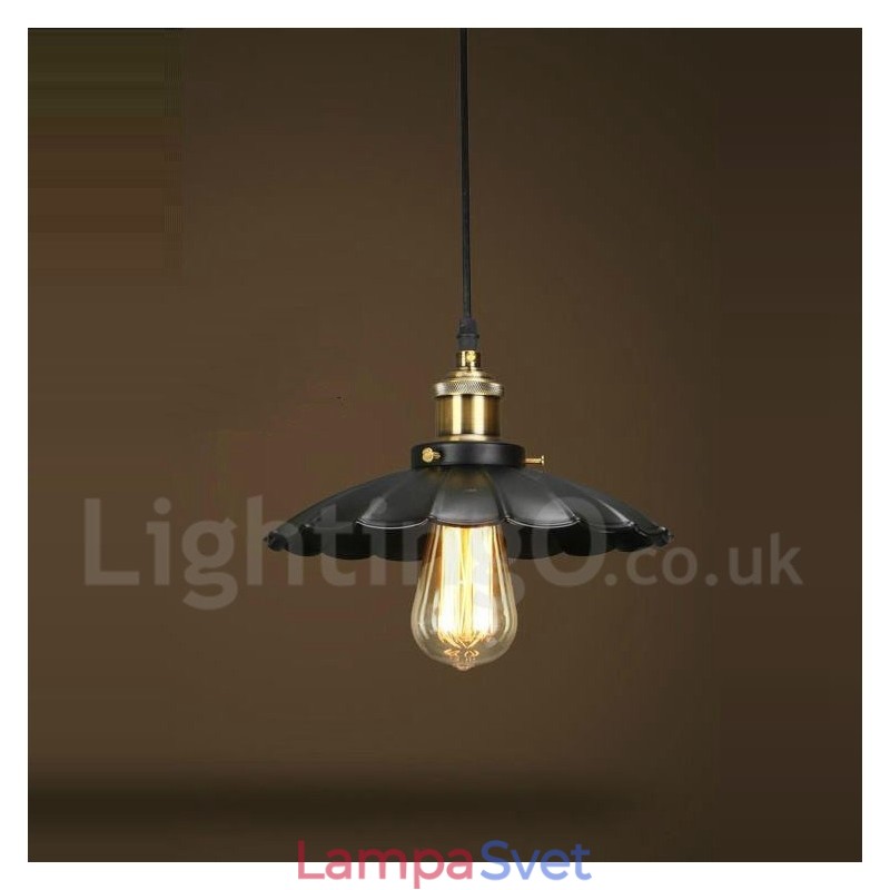 Čierna kovová vintage závesná lampa