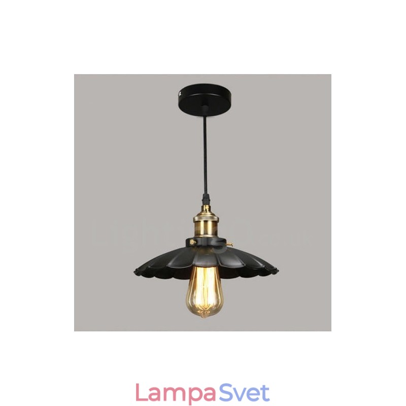Čierna kovová vintage závesná lampa
