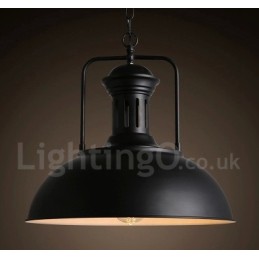 Čierna vidiecka vintage kovová závesná lampa