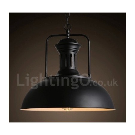 Čierna vidiecka vintage kovová závesná lampa Čierna vidiecka vintage kovová závesná lampa