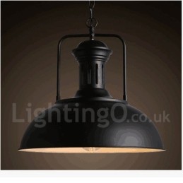 Čierna vidiecka vintage kovová závesná lampa