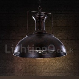 Čierna vidiecka vintage kovová závesná lampa