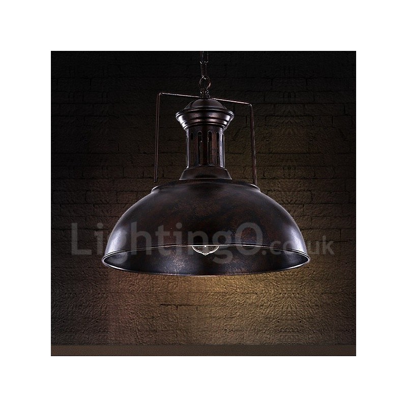 Čierna vidiecka vintage kovová závesná lampa
