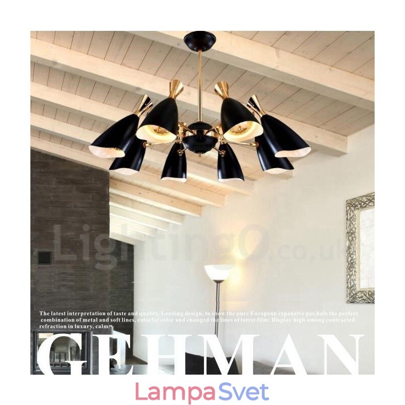 Moderná súčasná lustrová lampa s 8 svetlami