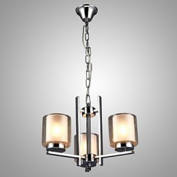 Železný galvanicky pokovovaný luster so skleneným tienidlom Klasická lampa na osvetlenie sviečky s 3 hlavami