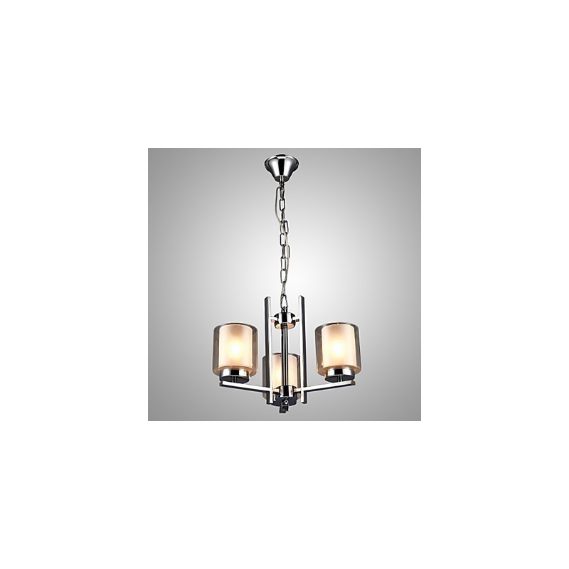 Železný galvanicky pokovovaný luster so skleneným tienidlom Klasická lampa na osvetlenie sviečky s 3 hlavami