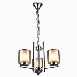Železný galvanicky pokovovaný luster so skleneným tienidlom Klasická lampa na osvetlenie sviečky s 3 hlavami