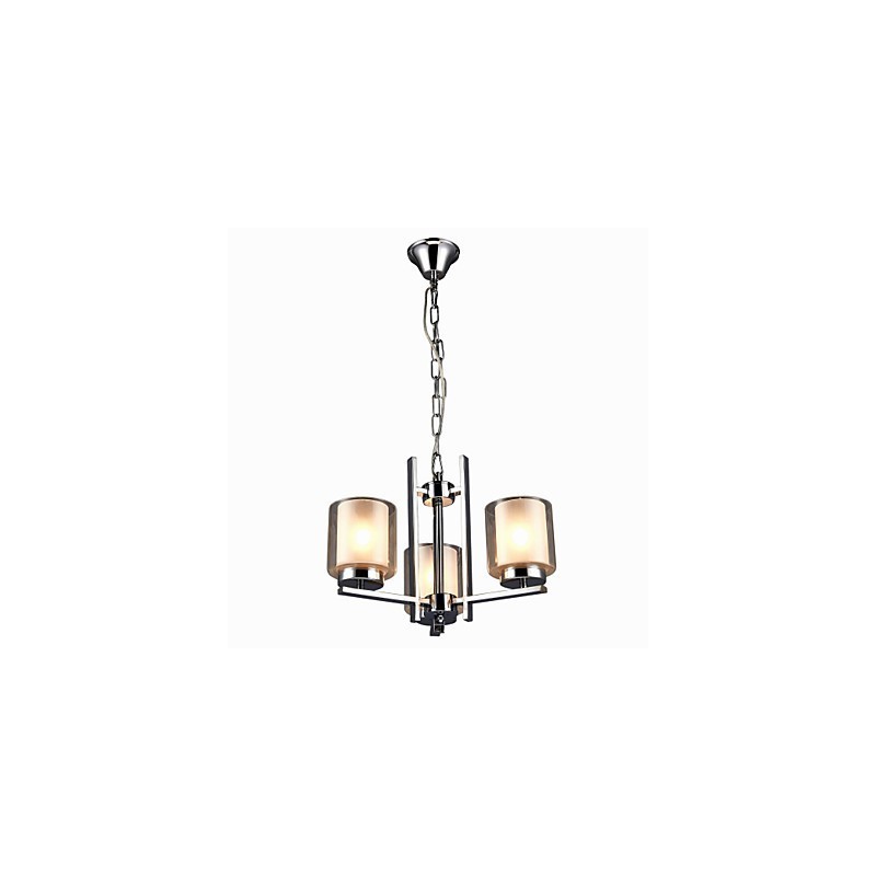 Železný galvanicky pokovovaný luster so skleneným tienidlom Klasická lampa na osvetlenie sviečky s 3 hlavami