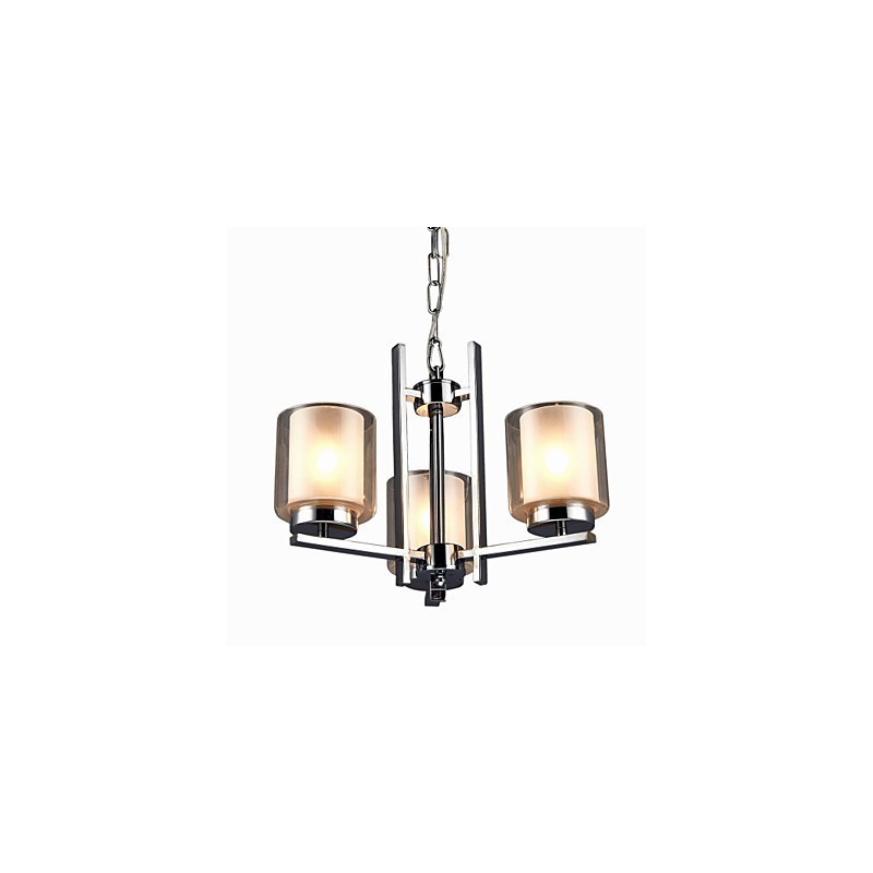 Železný galvanicky pokovovaný luster so skleneným tienidlom Klasická lampa na osvetlenie sviečky s 3 hlavami