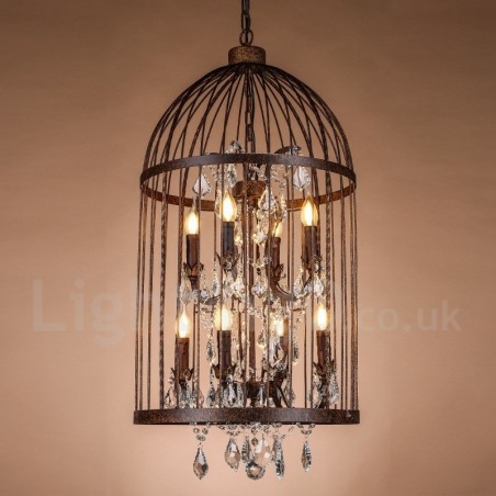 Retro Vintage kovové závesné svietidlo 8 Light Birdcage Retro Vintage kovové závesné svietidlo 8 Light Birdcage