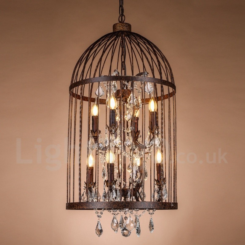 Retro Vintage kovové závesné svietidlo 8 Light Birdcage