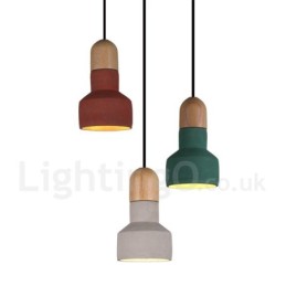 Vintage drevené betónové viacfarebné závesné svietidlo pre lampu