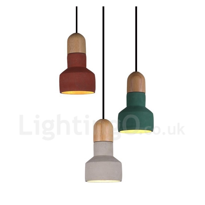 Vintage drevené betónové viacfarebné závesné svietidlo pre lampu
