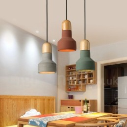 Vintage drevené betónové viacfarebné závesné svietidlo pre lampu