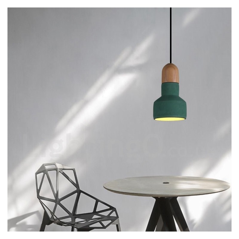 Vintage drevené betónové viacfarebné závesné svietidlo pre lampu