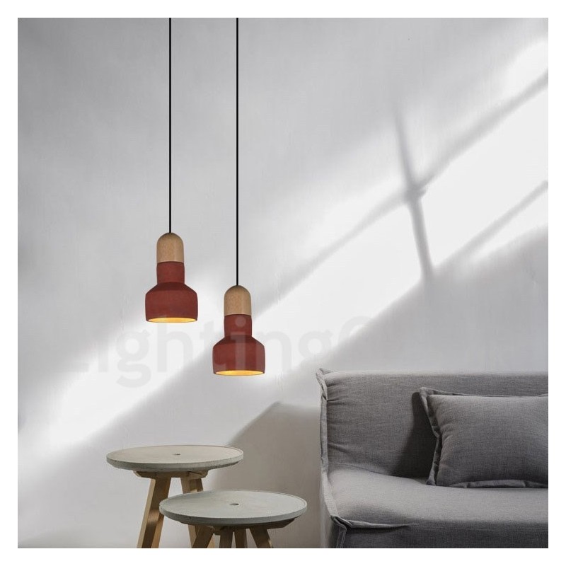 Vintage drevené betónové viacfarebné závesné svietidlo pre lampu