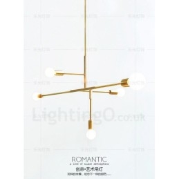 Moderná súčasná medená 5 svetelná lusterová lampa