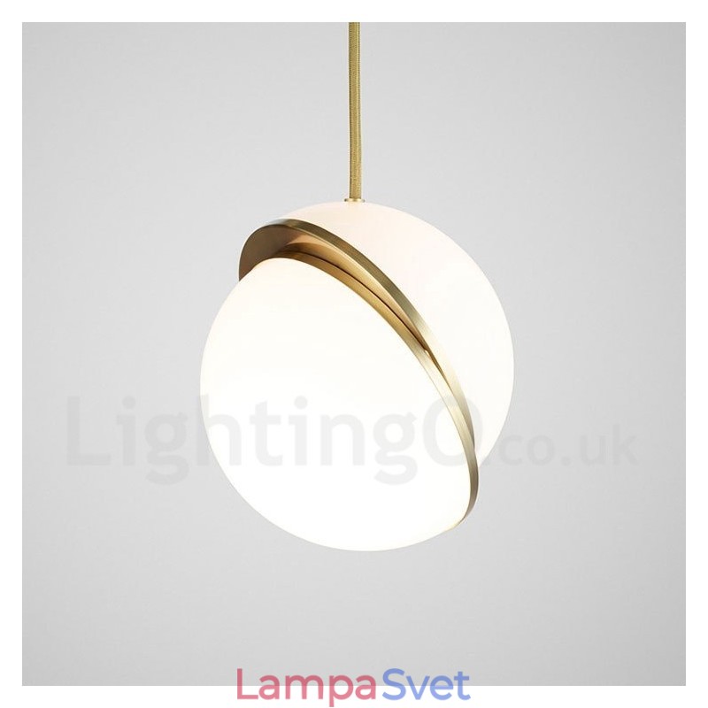 Moderné súčasné medené závesné svietidlo so skleneným tienidlom