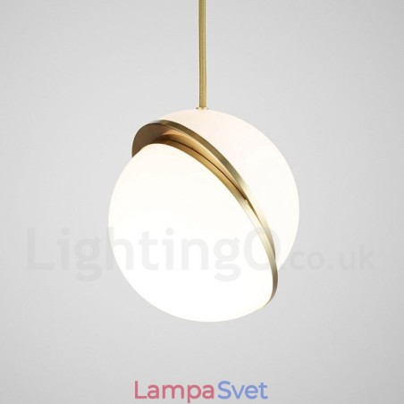 Moderné súčasné medené závesné svietidlo so skleneným tienidlom