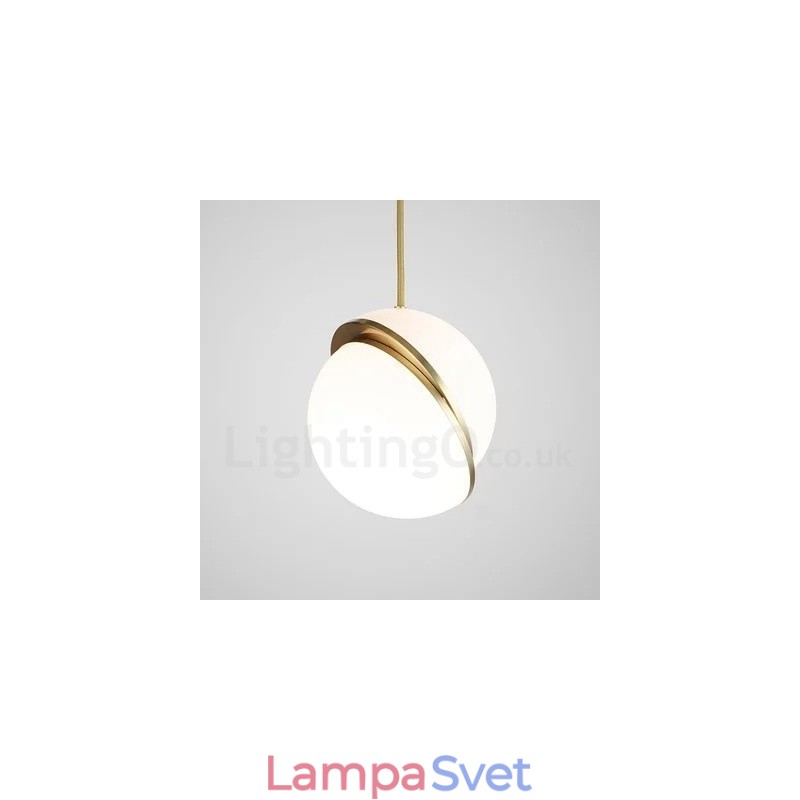 Moderné súčasné medené závesné svietidlo so skleneným tienidlom