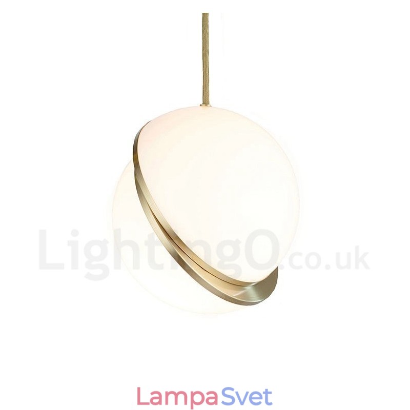 Moderné súčasné medené závesné svietidlo so skleneným tienidlom