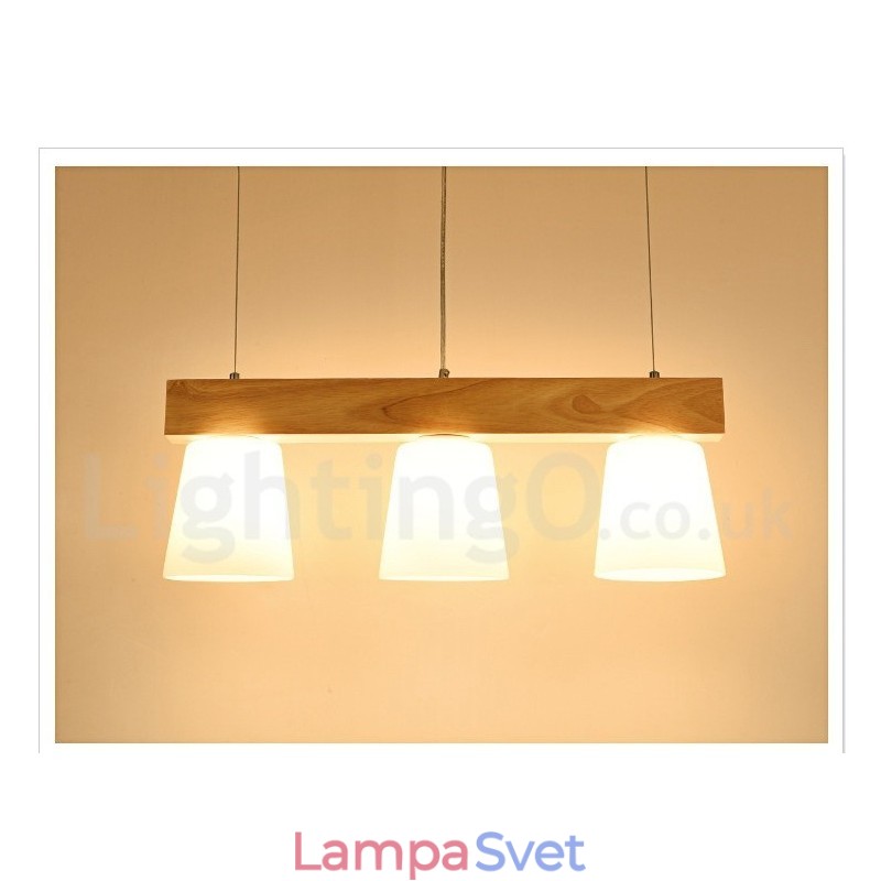 3 Light Moderné súčasné drevené závesné svietidlo