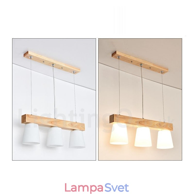 3 Light Moderné súčasné drevené závesné svietidlo