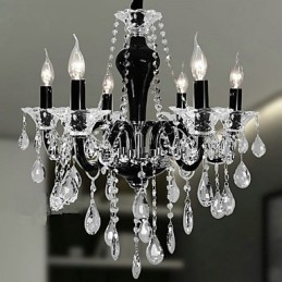 6 Light Crystal Luster v čiernom dizajne Accent