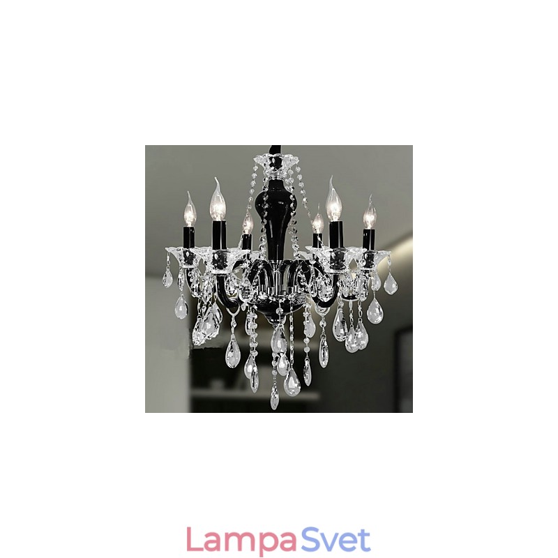 6 Light Crystal Luster v čiernom dizajne Accent