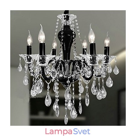 6 Light Crystal Luster v čiernom dizajne Accent 6 Light Crystal Luster v čiernom dizajne Accent