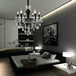 6 Light Crystal Luster v čiernom dizajne Accent