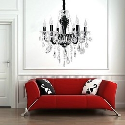 6 Light Crystal Luster v čiernom dizajne Accent