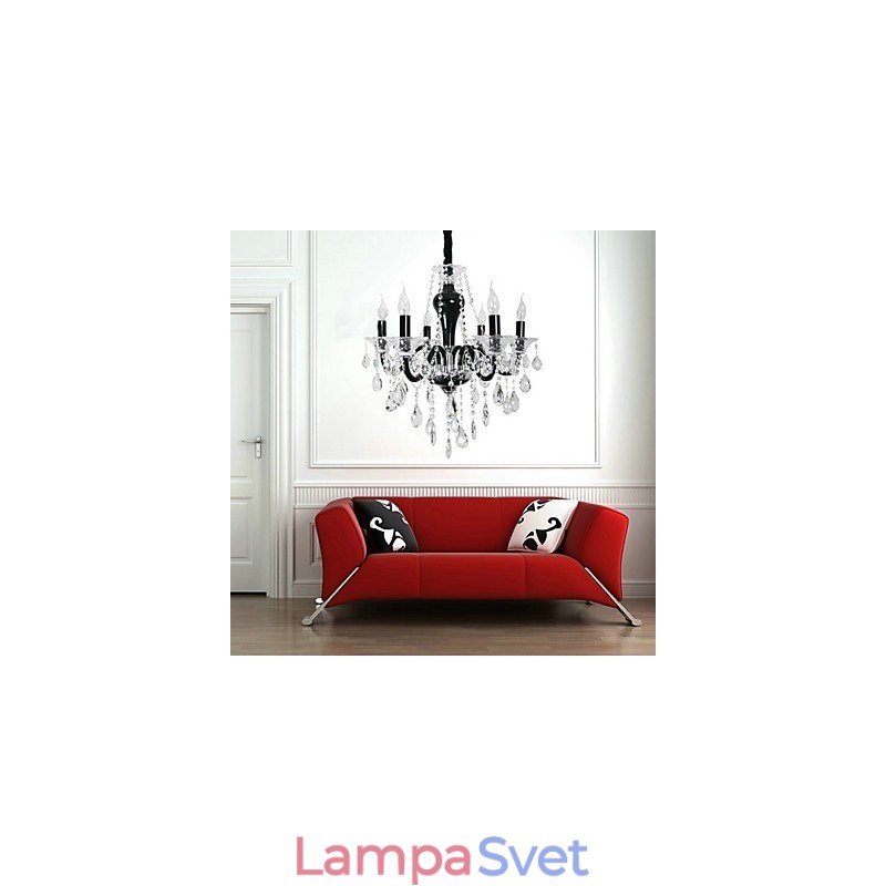 6 Light Crystal Luster v čiernom dizajne Accent