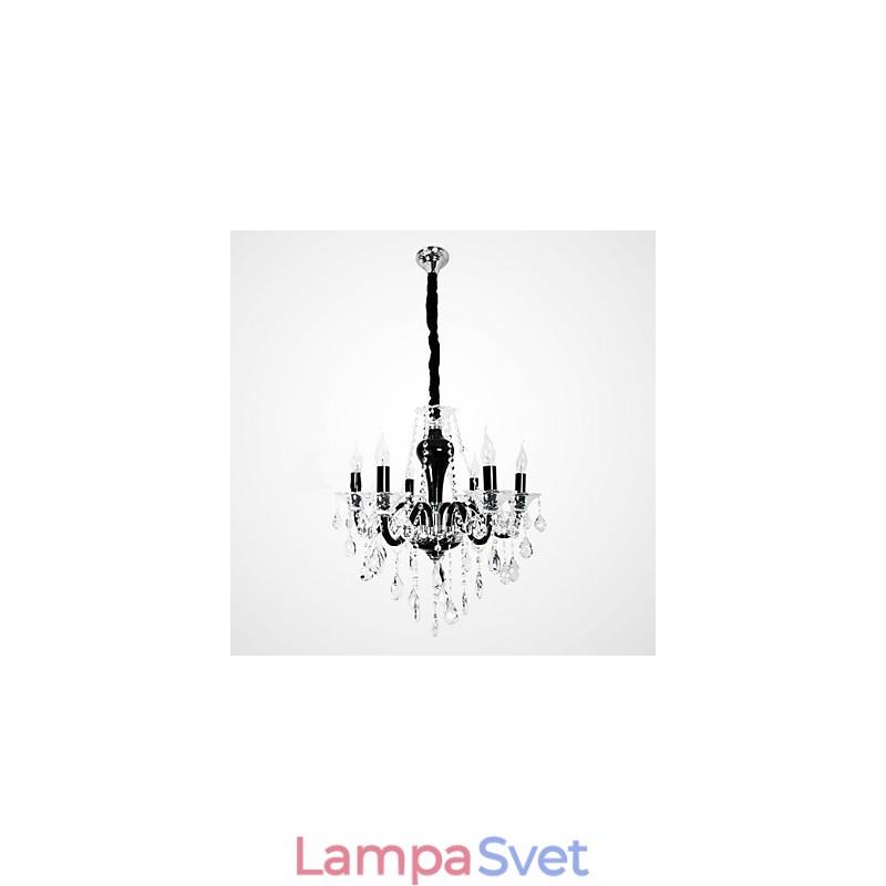 6 Light Crystal Luster v čiernom dizajne Accent