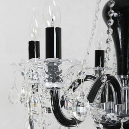 6 Light Crystal Luster v čiernom dizajne Accent