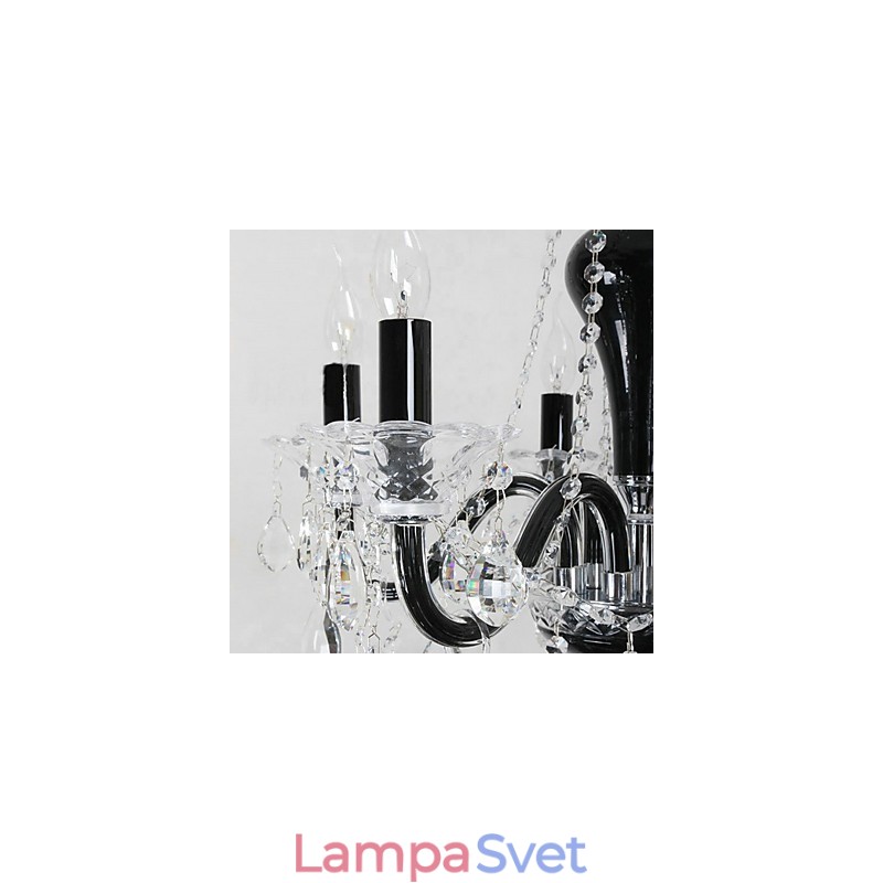 6 Light Crystal Luster v čiernom dizajne Accent