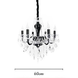 6 Light Crystal Luster v čiernom dizajne Accent