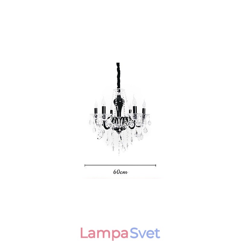 6 Light Crystal Luster v čiernom dizajne Accent