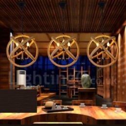 Vidiecke konopné lano 3 Light Vintage Pendant Light