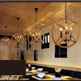 Vidiecke konopné lano 3 Light Vintage Pendant Light