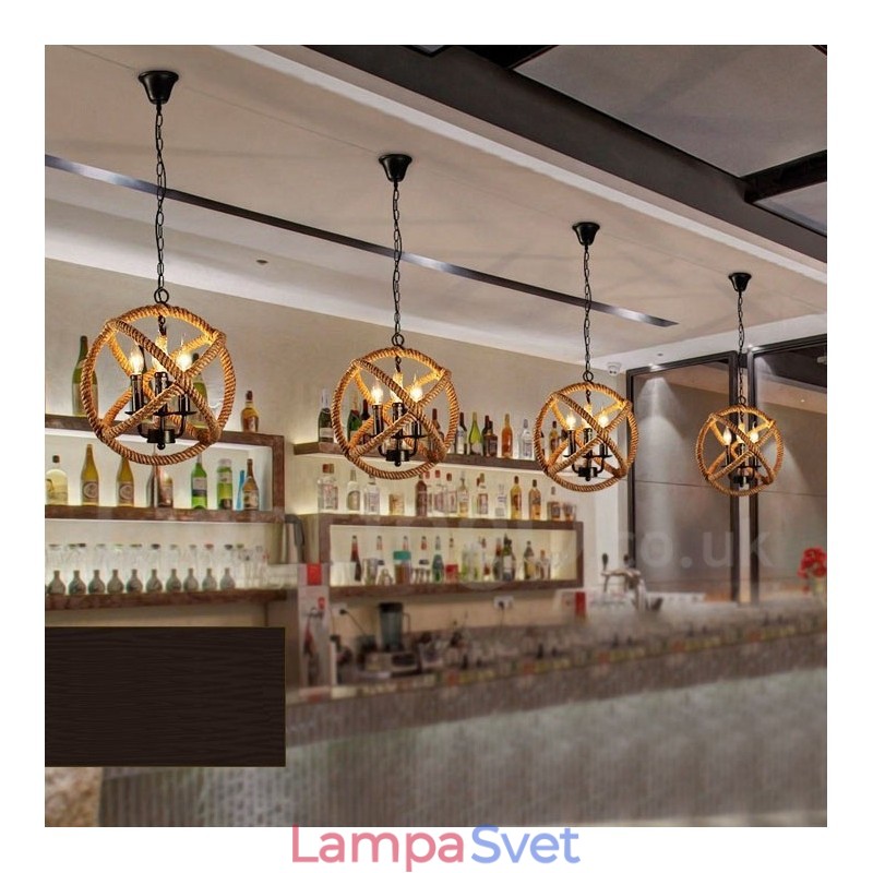 Vidiecke konopné lano 3 Light Vintage Pendant Light