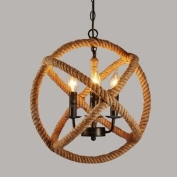Vidiecke konopné lano 3 Light Vintage Pendant Light