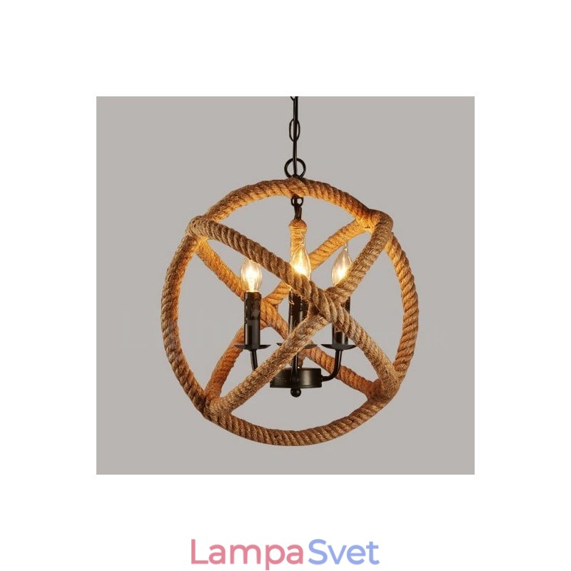 Vidiecke konopné lano 3 Light Vintage Pendant Light