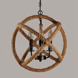 Vidiecke konopné lano 3 Light Vintage Pendant Light