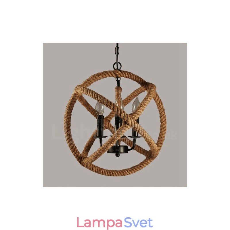 Vidiecke konopné lano 3 Light Vintage Pendant Light