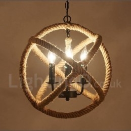 Vidiecke konopné lano 3 Light Vintage Pendant Light