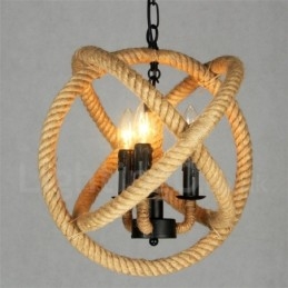 Vidiecke konopné lano 3 Light Vintage Pendant Light